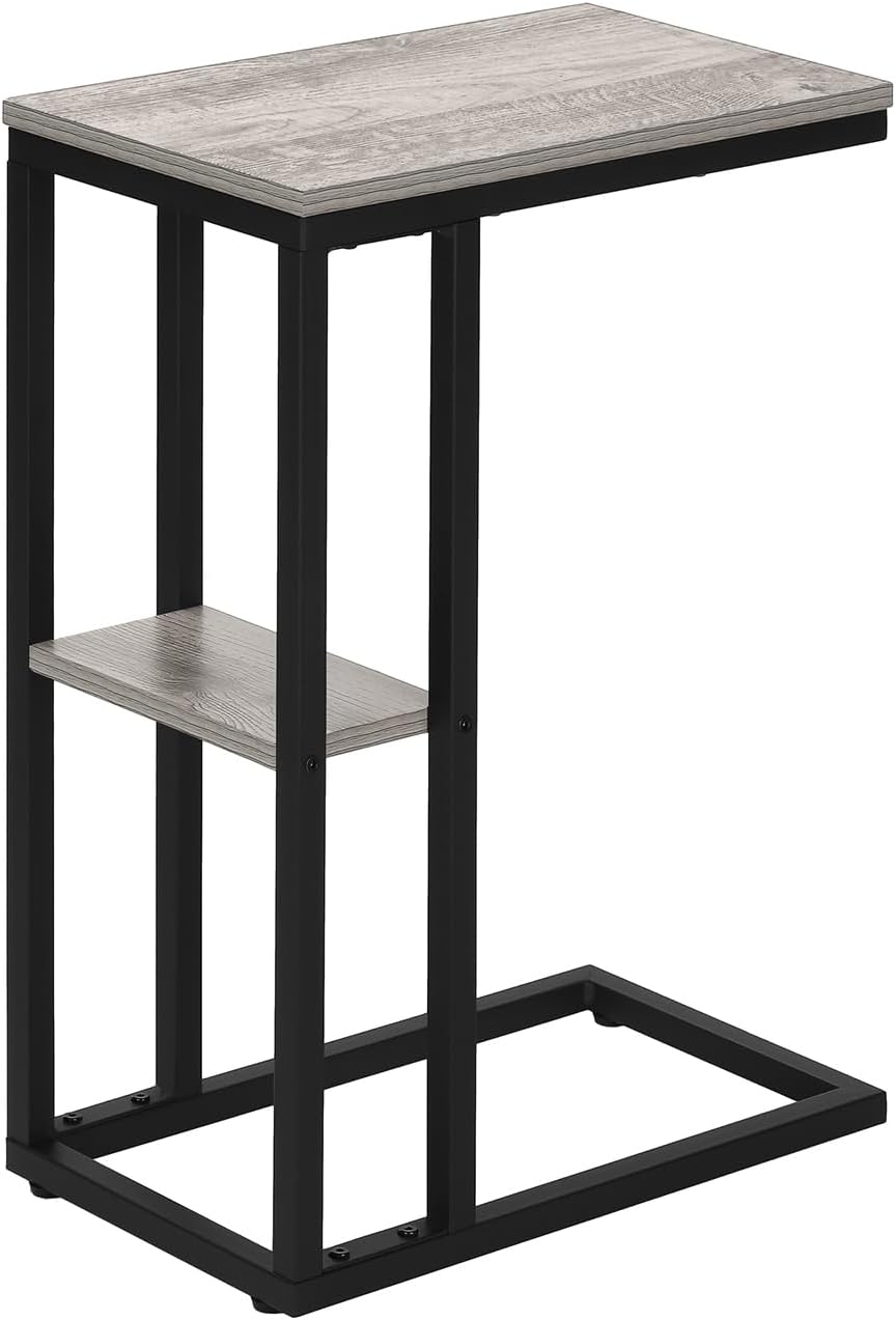 JOSHEN 18" C-Shaped Slide Under Corner End Table, Retro End Table with S...