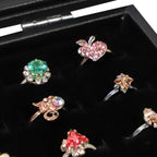 Wudygirl 100 Slot Ring Holder Display Case - Black Jewelry Organizer with Transparent Lid