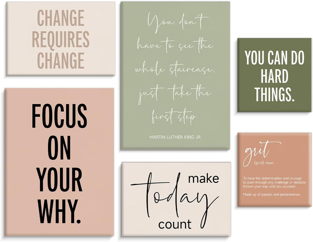 Framed Motivational Office Wall Decor, Set of 6 Boho Inspirational Prints