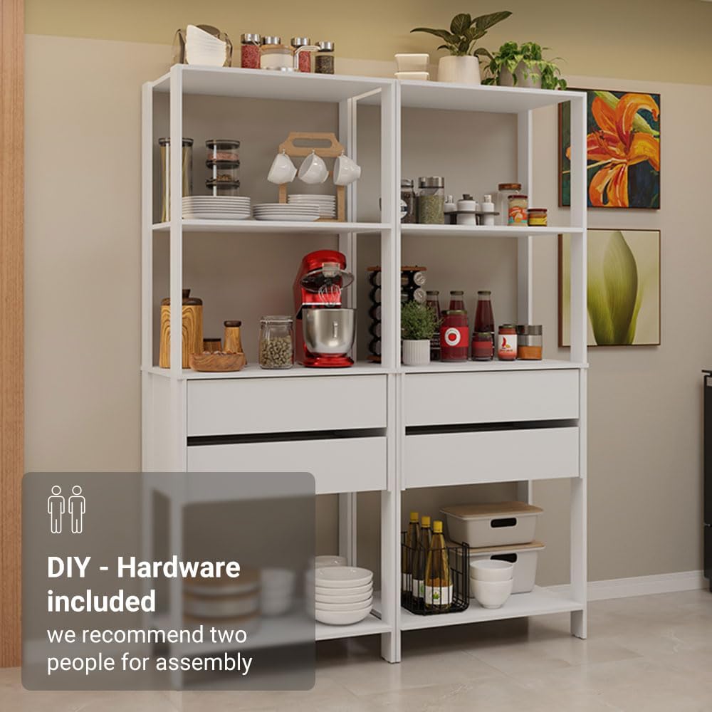 Madesa Kitchen Pantry Storage Rack with 4 Drawers and 6 Open Shelves 55"...