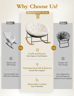 Kidirect Wide Rocking Chair Nursery, Comfy Saucer Nursery Rocking Chairs with Removable Cushion, Indoor Papasan Nursing Chair for Breastfeeding, Mecedora Para Adultos for Living Room & Bedroom (Beige)
