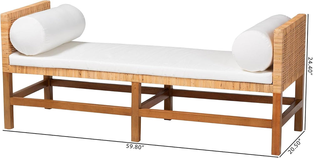 Bali & pari Vivan Natural Rattan Bench | Handwoven Wicker Accent Seating,...