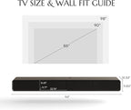 POVISON Fully-Assembled Minimalist Floating TV Stand, Modern Wall-Mounted Entertainment Center with 4 Flip-Down Cabinet Doors, Solid Wood Media Console, Black Oak, 94"