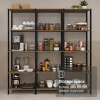 Madesa Kitchen Pantry Storage Rack with 15 Open Shelves 70" L Multiuse Modular Cabinet for Kitchen Organization (Black/Brown)