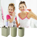 Resin 6 Pcs Green Bathroom Set Complete with Toothbrush Holder, Lotion Soap Dispenser, 2 Qtip Holder Dispensers,Vanity Tray,Bathroom Tumbler - Countertop Vanity Organizer - Bathroom Accessories