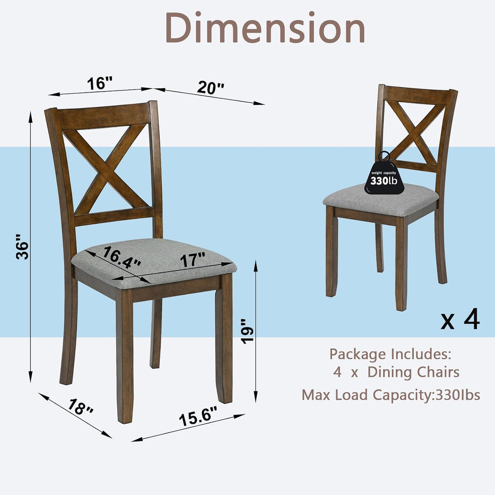 Ball & Cast Wood Frame Dining Chairs Set of 4, Modern Linen Upholstered K...