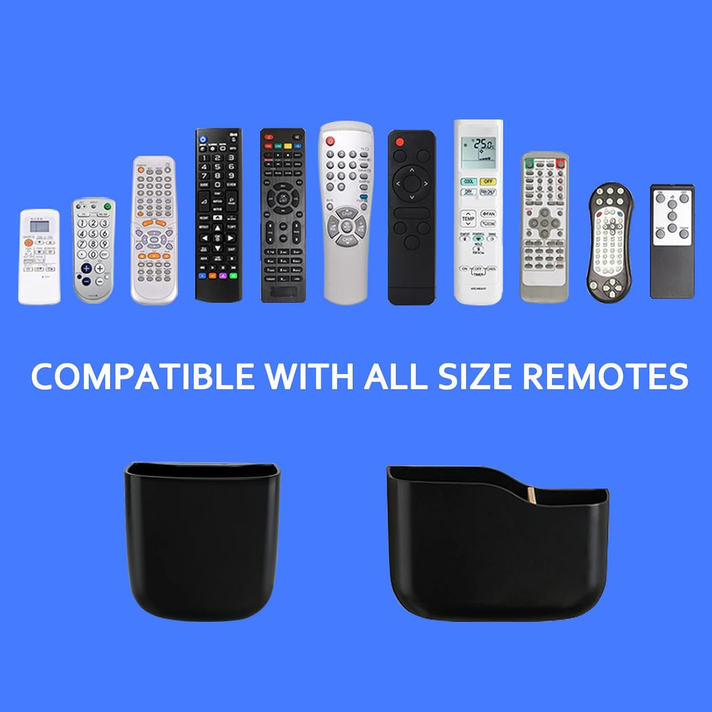 Remote Holder Wall Mount TV FAN Remote Control Holder Bedside Caddy Wall Organizer Phone Holder for Office Adhesive Media Player Controller Holder Box Tray Home Desk Nightstand Black 1 Big 1 Small