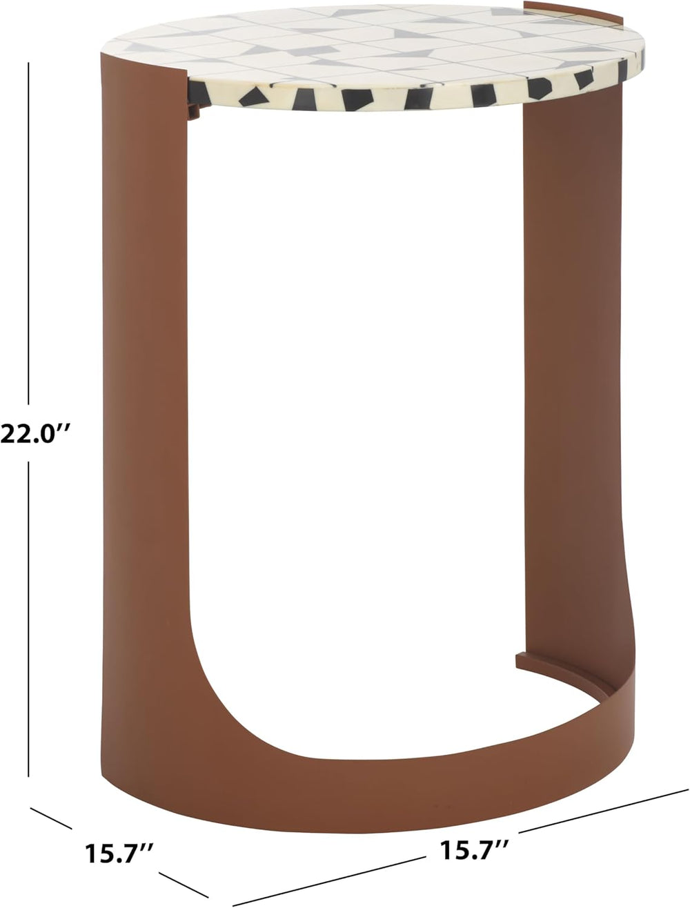 SAFAVIEH Couture Collection - Tomlinson Brown & White Metal Accent Table,...