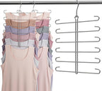 Tank Top Hanger 2 Pack Bra Hangers for Closet Organizer,6 Tiers Metal Space Saving Hanger with 360 Degree Hook,Mult Function Closet Organization for Vest,Tank TOP,Yoga Pants,Scarves