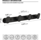 Coat Rack Wall Mount Black, 4 Hooks Rack Metal Coat Hanger Wall for Hanging Hat Purse and Robes, Towel Hook for Bathrooms and Entryway (1 Pack)