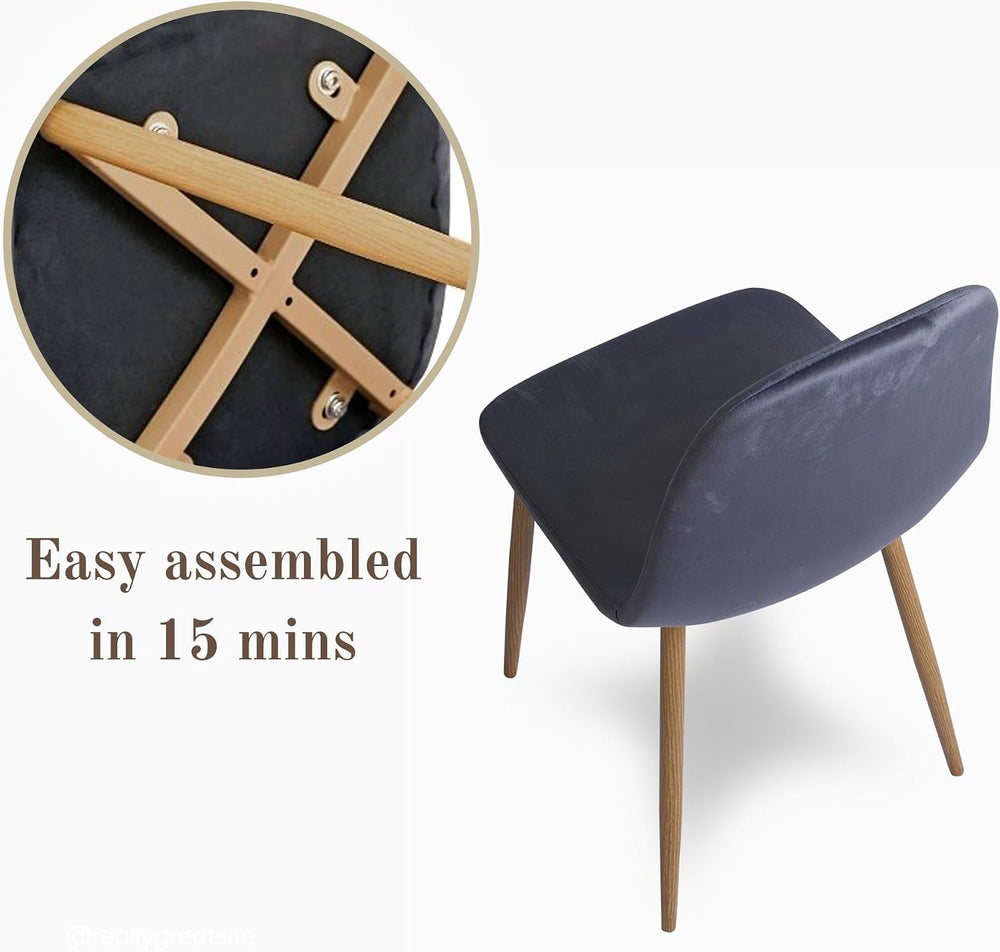 Homy Casa Mid-Century Modern Armless Dining Chairs Set, Upholstered with Velv...