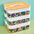Toys Organizer Storage Case for Lego Box Kids Toy Stackable Building Blocks with Lids Bins Adjustable Lego Storage Containers Plastic Toy Box 3 Layer (Lemon)
