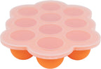 WeeSprout Silicone Freezer Tray with Clip on Lid Perfect Food Storage Container for Homemade Baby Food, Vegetable, Fruit Purees, and Breast Milk (Bright Orange, Ten 1.5 Ounce Sections)