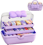 Girls Hair Accessories Storage Box Bow Switch Organizer Box Jewelry Box, Plastic Hair Ties Holder Hair Clips Container Headbands Organizer Gift for Baby Girls Multipurpose Organizer and Portable