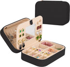TopPerfekt Travel Jewelry Case, Jewelry Box with Mirror, Jewelry Organizer Bridal Shower Gifts to Her, Earring Storage Travel Case, Trendy Gift for Women and Girls, Girlfriend-pure Black
