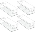 mDesign Small Plastic Bathroom Storage Container Bins with Handles for Organization in Closet, Cabinet, Vanity or Cupboard Shelf, Accessory Organizer for Hair Tools - Ligne Collection - 4 Pack - Clear