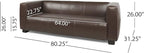 Merax Mid Century Modern 3 Seater Sofa with Birch Wood Legs, 80" Wide Smooth Upholstered Couch for Living Room, Apartment, Dark Brown