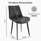 Dining Chairs, Modern PU Leather Dining Room Chair with Sturdy Metal Legs, Upholstered Seat Dinner Chairs Accent Side Chairs for Indoor Kitchen Living Room (Black, Set of 4)