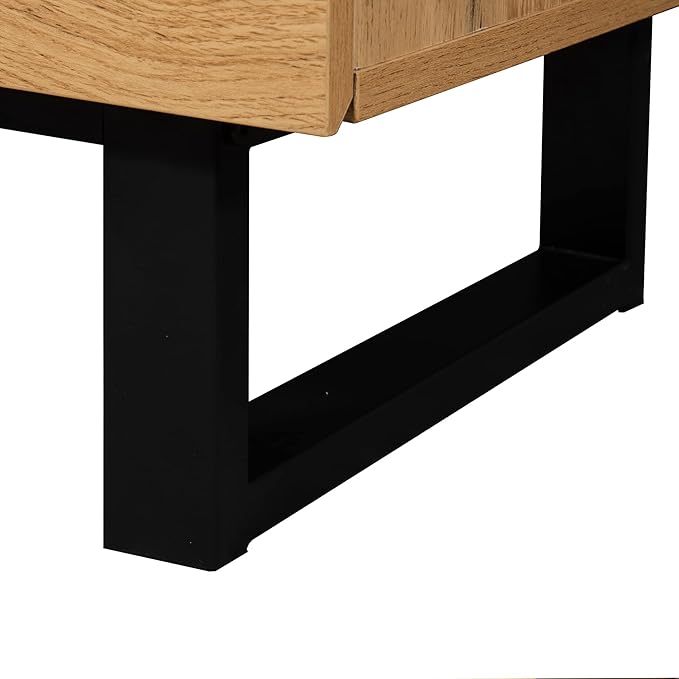 Ball & Cast 70" Modern TV Stand for TVs up to 80", Media Console with Drop-Down Door, 2 Drawers & Adjustable Shelf, Entertainment Center w/Ample Storage for Living Room, Home Theatre,Wood