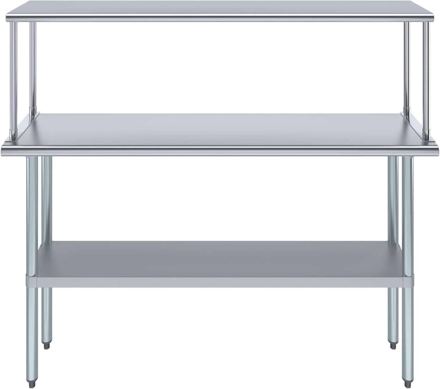 Stainless Steel Work Table with Wide Single Tier Overshelf | Metal Kitchen Prep Table & Shelving Combo (14" x 60" Work Table + 12" Overshelf)