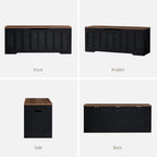 VANKILEY 47.2“Storage Chest Extra Large,Wooden Storage Bench,Black+Brown | Storage trunk with 2 Safety Hinges,47.2x15.7x19.1Inch,Shoe bench,Storage Bench for Bedroom,Living Room,Entryway,Easy Assembly