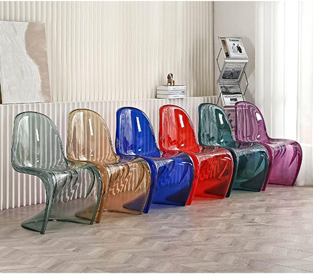 Etlegor Modern Clear Acrylic Dining Chair, S-Shaped Accent Side Chairs Stylis...