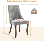 Dining Chairs Set of 4,Comfy Fabric Upholstered Accent Chairs for Kitchen Living Room,Channel Tufted Dining Room Chairs with Curved Solid Wood Legs(Gray)