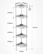 Nieifi Corner Shower Caddy Stand-5 Tier Rustproof Anodized Aluminum Standing Shower Organizer-Shower Caddy Corner-Dual Stability to Anti-Shaking-Height-Adjustable Legs for Uneven Surfaces-Silver