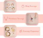 SANQIANWAN Set of 3 Small Stackable Jewelry Organizer Trays Mini Jewelry Drawer Oragnizer Small Jewelry Display Tray for Necklace Bracelet Rings Earrings and Makeup (LightPink)