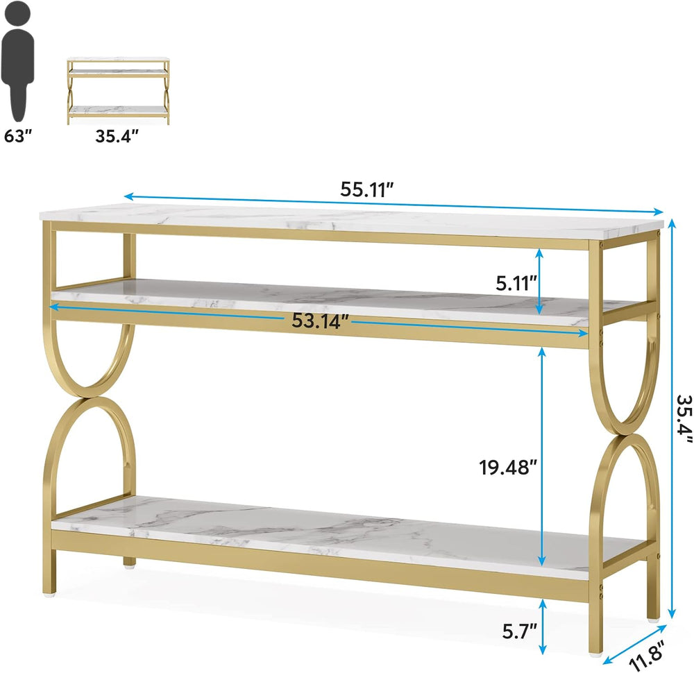 Tribesigns 3-Tier Console Table, 55 inch Sofa Table with Open Storage Shelves...