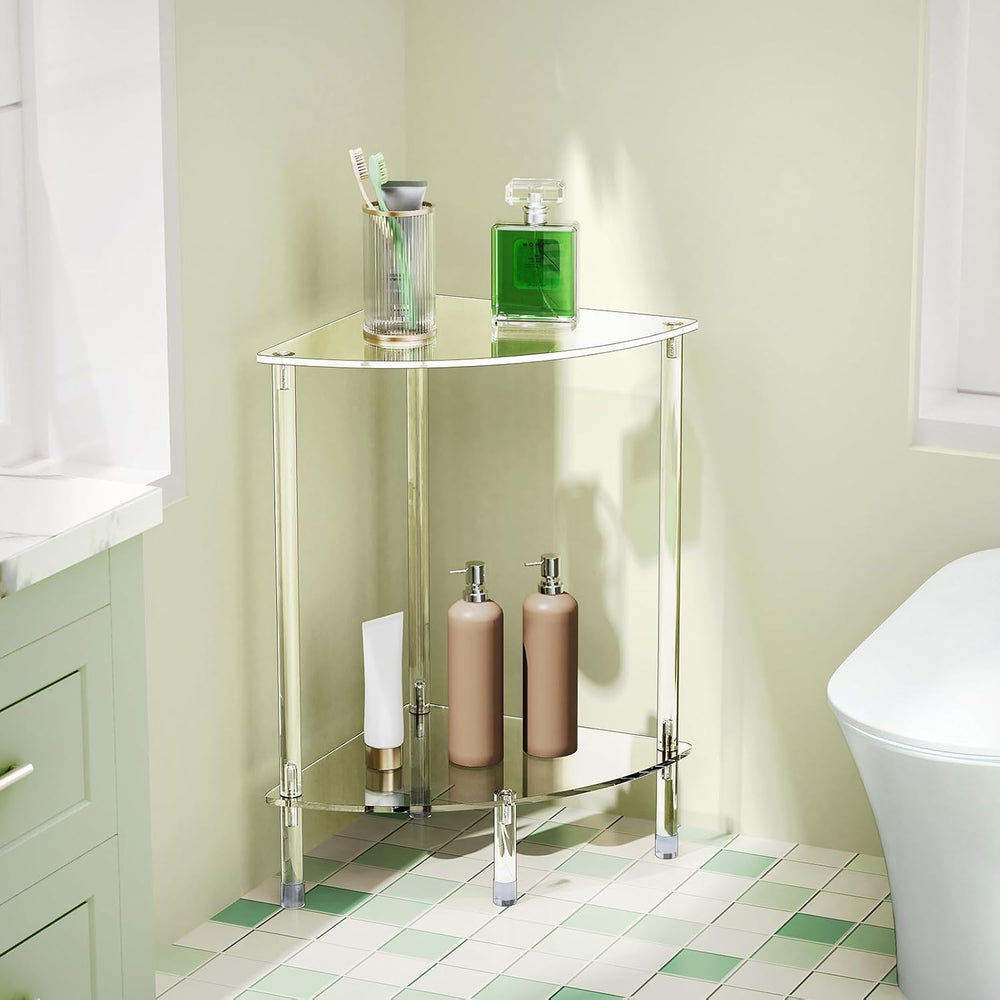 Clear Triangle Acrylic Side Table for Small Space, 11.81" L x 11.81&quot...