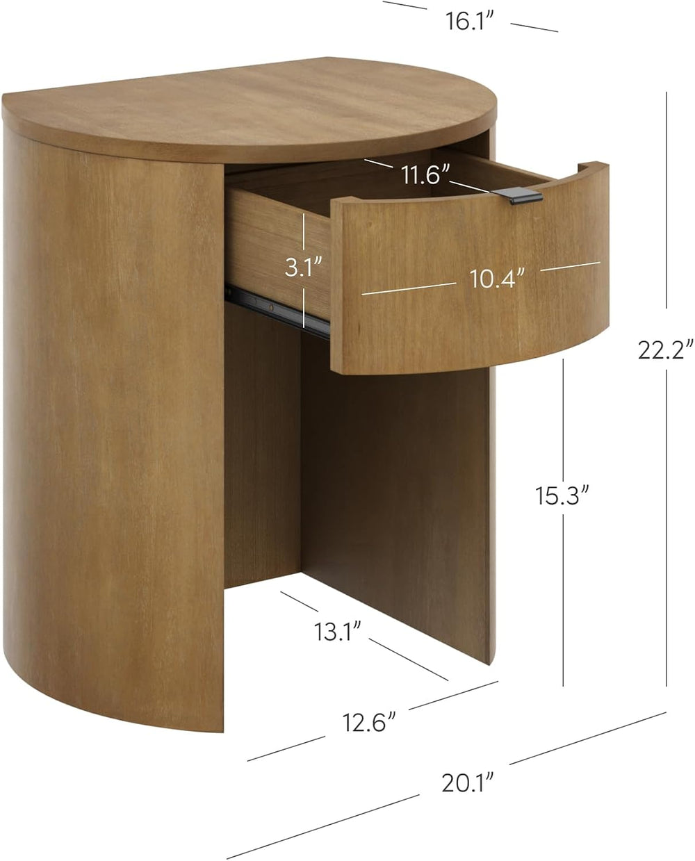 Nathan James Shay Solid Wood Nightstand, Modern Bedside Table with Drawer, Co...