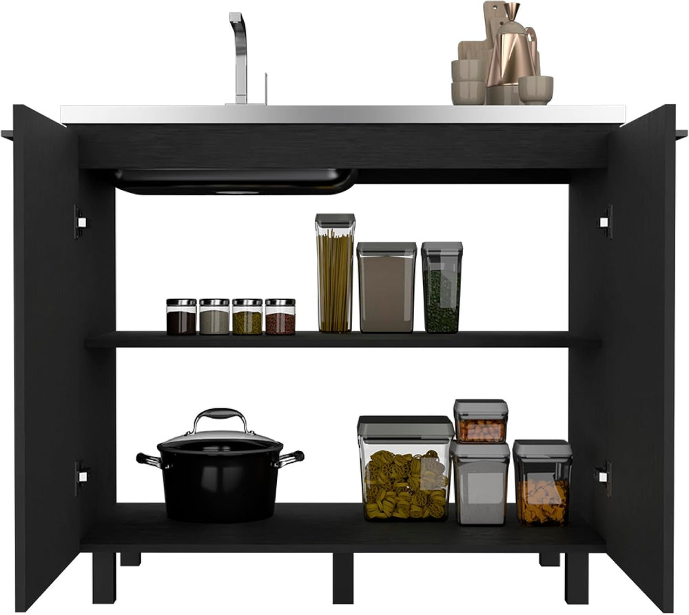 Utility Sink Cabinet Burwood, Kitchen, Black