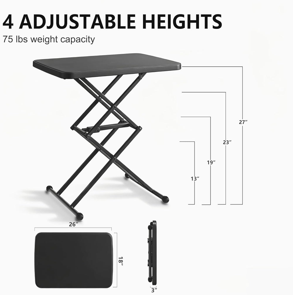 Small Folding Table, Height Adjustable in 2 Seconds with 4 Settings, Ultra-Th...