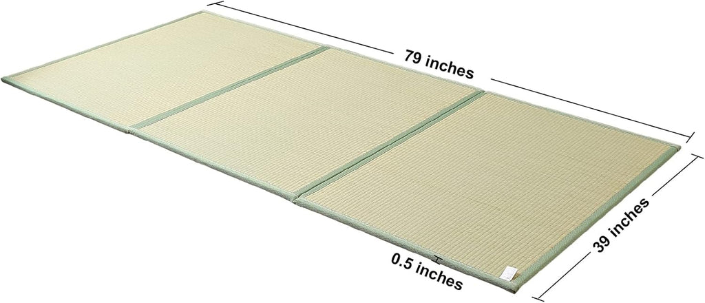 Natural Igusa Rush Grass Floor Tatami Mat,Twin, 79" x 39" x 0.5" | Japanese Portable Folding Firm Traditional Bed Mattress, Foldable Pad Futon,for Sleeping,Sitting,Yoga,Relaxing,Zen
