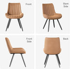 Dining Chairs Set of 2, Mid Century Modern Kitchen Chairs with Soft Cushion, Comfortable Upholstered Fabric Dining Room Chairs for Kitchen, Brown