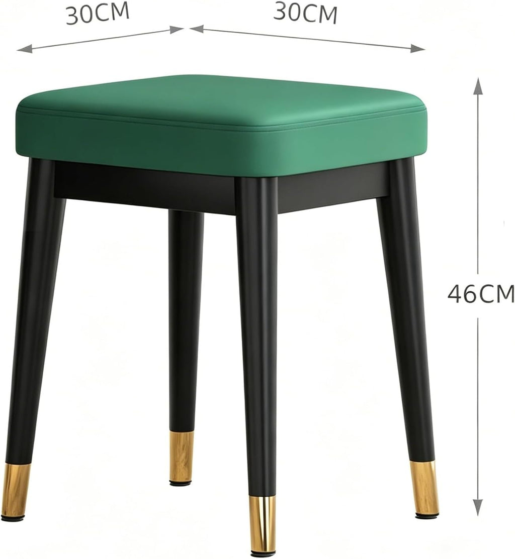 Dining Stool, Dressing Table Stool, Spare Square Chair, Metal Frame Side Chair, Widen The Large Seat Surface, for Small Spaces Home Bedroom Study(Gray)