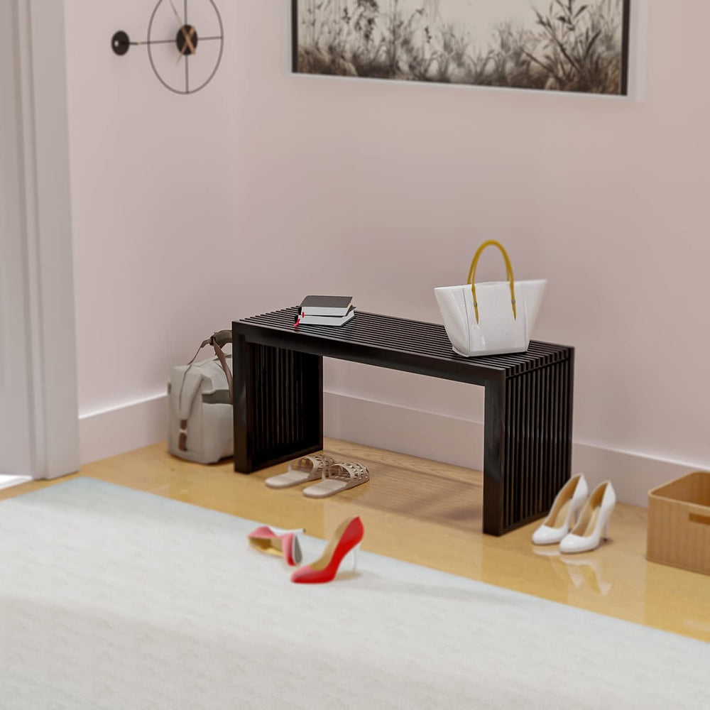APRTAT Bamboo Dining Bench 35 Inch Indoor Wooden Shoe Benches for Entryway | ...