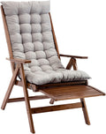 Rattan Recliner Chair Folding Lounge Cotton Cushion with Retractable Footrest Adjustable Indoor Outdoor(Grey2)