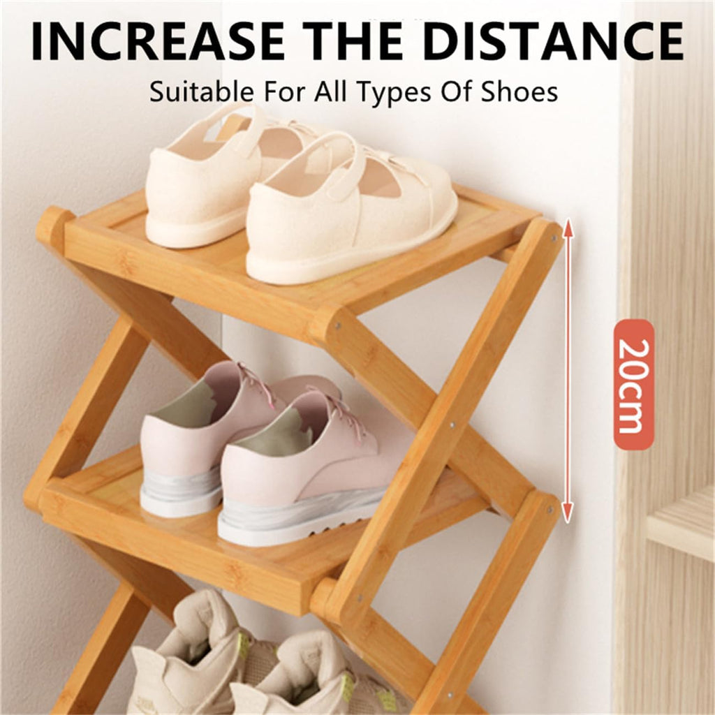 2026 New The 9-Tier No-Assembly Bamboo Foldable Shoe Rack, Without Installation Portable Vertical Shoe Storage Organiser for Entryway, Bedroom, Closet, Hallway (Brown, 10 Layers)