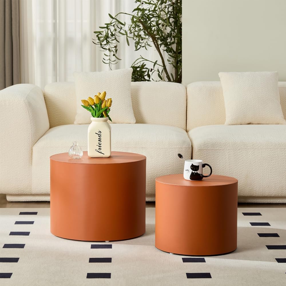 Nested Table Set 2 Pieces, MDF Coffee Table Set Living Room/Lounge Area (Oran...