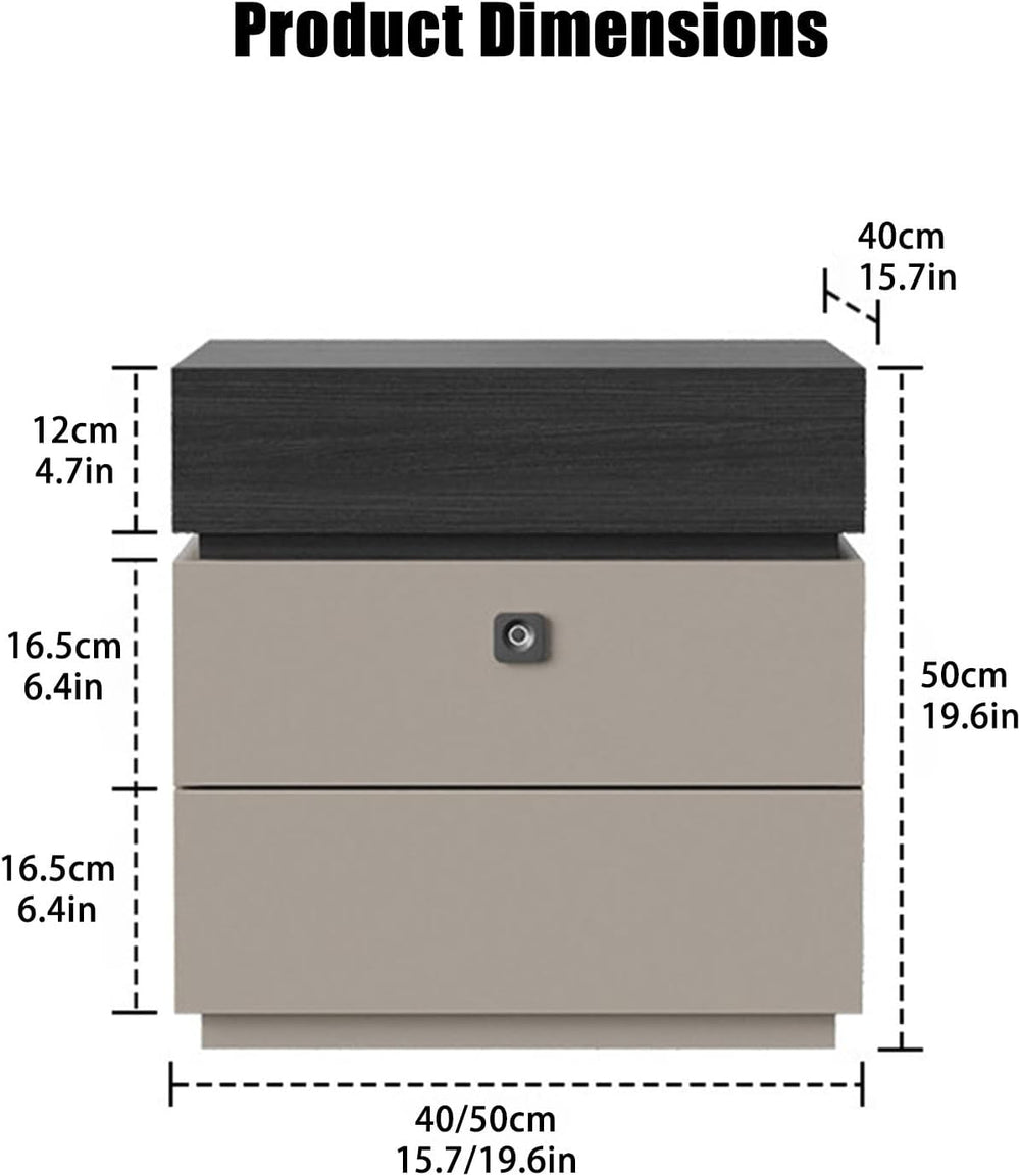Fingerprint Lock Bedside Table with Drawers, Bed end Table with Drawer, Moder...