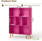 LEYAOYAO 7 Cube Bookshelf,3 Tier Book Shelf with Legs,Pink Modern Bookshelf,Large Freestanding Open Toy Modern Bookshelves,Display Bookcases Decor Furniture for Nursery