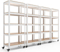 HOMEDANT House White 5-Tier Metal Rolling Cart Shelf Rack Casters Heavy Duty Wheel Shelving Unit Adjustable Utility Storage Shelves Organizer Shelf Kitchen Garage 24.4" W x 16.5" D x 62.2" H 4Pack