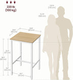 VASAGLE Bar Table, Small Kitchen Dining Table, High Top Pub Table, Height Cocktail Table for Living Room Party, Sturdy Metal Frame, 23.6 x 23.6 x 36.2 Inches for Narrow Spaces, Oak Beige and White