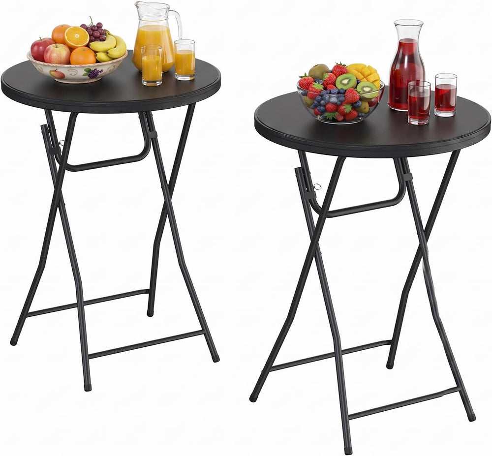 2 Pack Cocktail Table, 32 Inch Folding Table, High Top Round Tables, Black | ...
