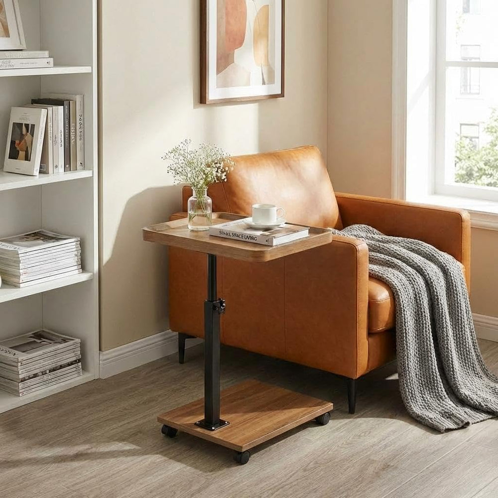 GarveeTech C-Shaped End Table with Adjustable Height, 360° Swivel TV Tray Tab...
