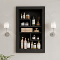 Solid Wood 14 X 24 Recessed Medicine Cabinet,3-Tier, Medicine Cabinet Organizer,Wall Niche, Bathroom Wall Cabinet, Recessed Bathroom Cabinet, Bathroom Cabinet with Storage Black