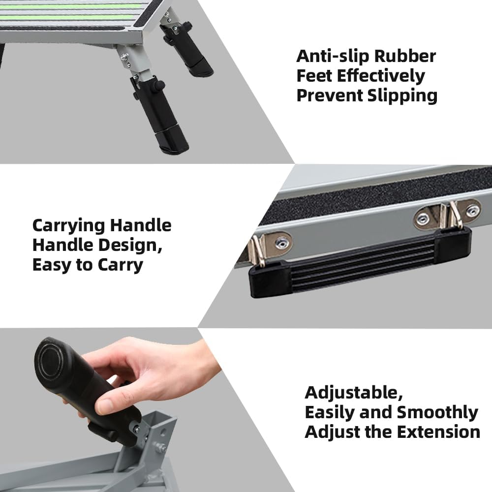 Homeon Wheels Adjustable RV Step, Reflective Strip Non-Slip Platform