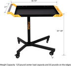 Adjustable Height Mobile Work Table, Rolling Tool Cart – Heavy-Duty Steel Service Stand for Mechanics, Garage, Workshop & DIY Projects – 34” to 48” Portable Workstation